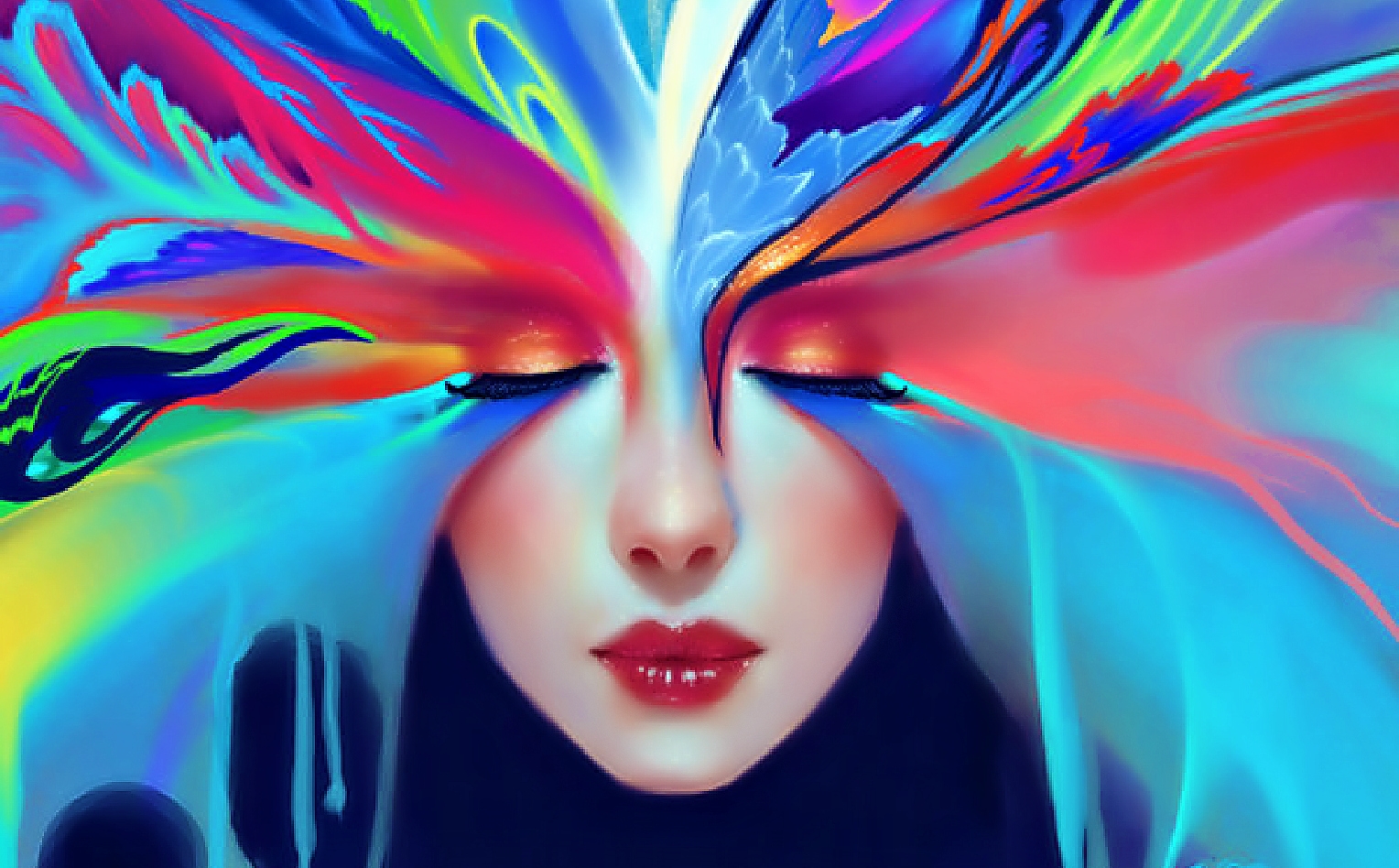Download mobile wallpaper Rainbow, Colorful, Artistic, Women for free.