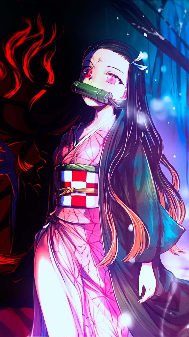 Handy-Wallpaper Animes, Nezuko Kamado, Demon Slayer kostenlos herunterladen.