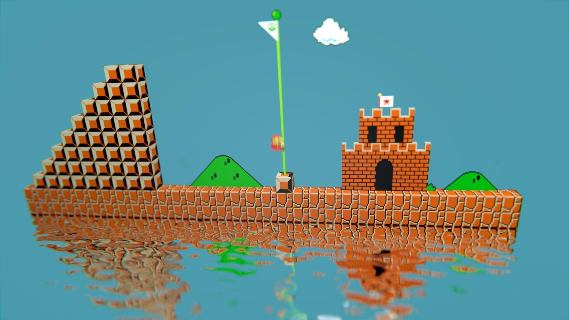 Скачать обои бесплатно Вода, Замок, 3D, Видеоигры, Марио, Нинтендо, Супер Марио картинка на рабочий стол ПК