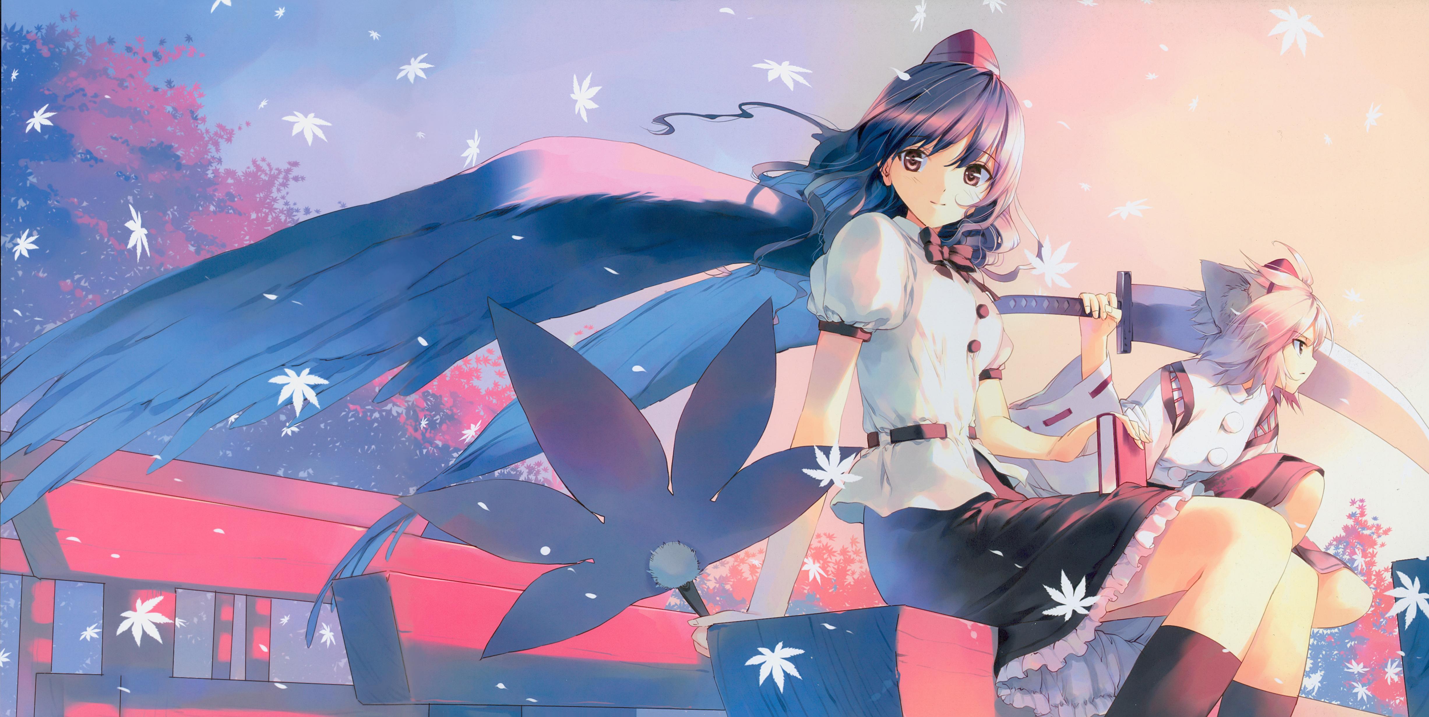 Free download wallpaper Anime, Touhou, Aya Shameimaru, Momiji Inubashiri on your PC desktop