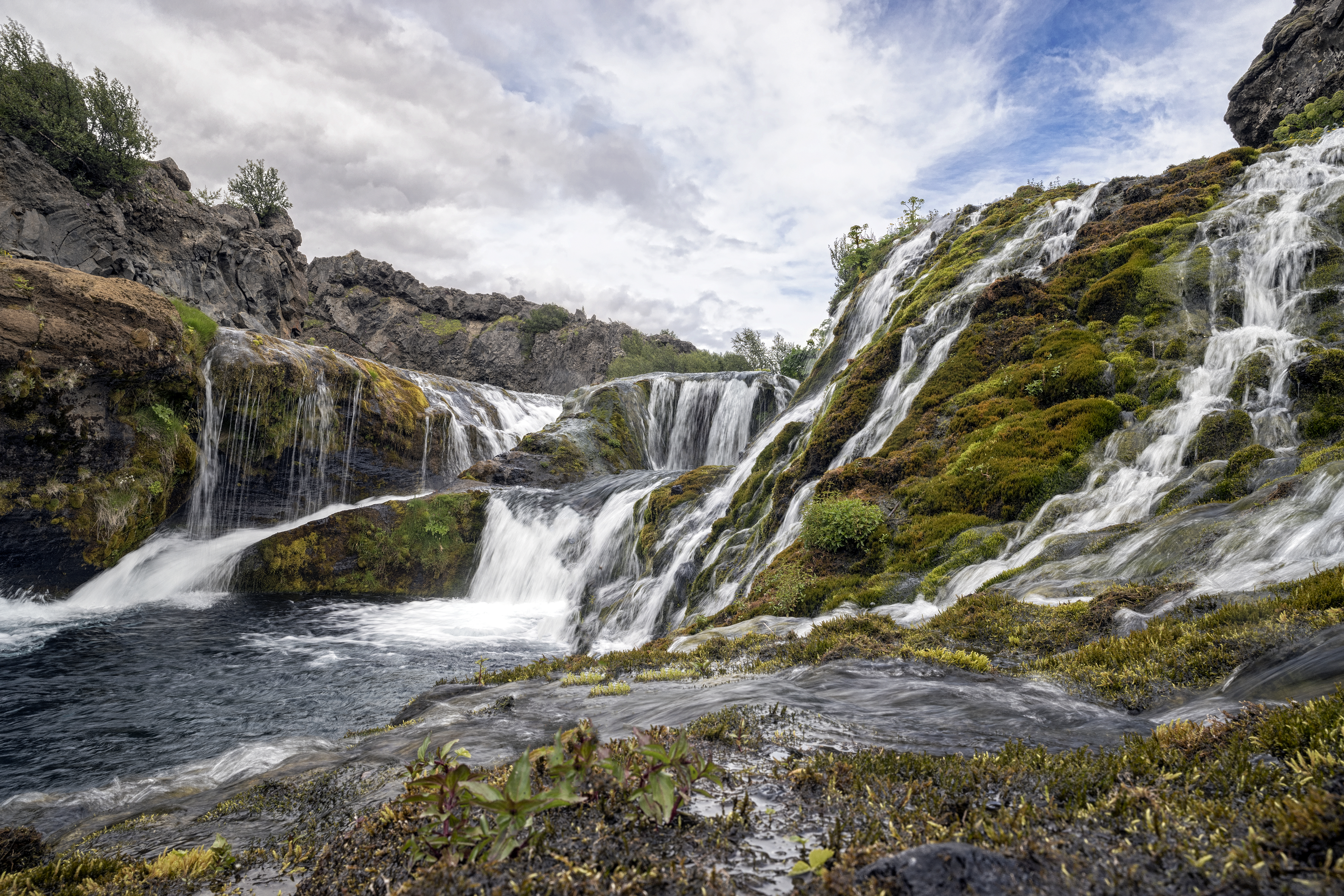 Handy-Wallpaper Natur, Wasserfälle, Wasserfall, Moos, Island, Erde/natur kostenlos herunterladen.