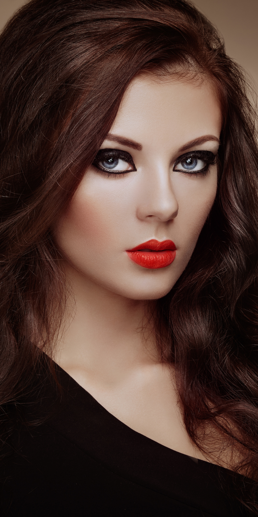 Download mobile wallpaper Brunette, Model, Women, Blue Eyes, Lipstick for free.