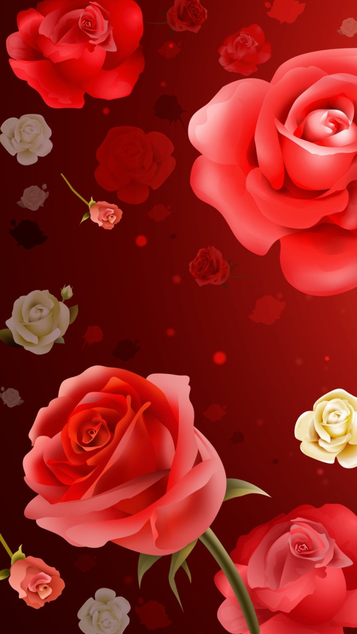 Handy-Wallpaper Blume, Rose, Rote Rose, Weiße Blume, Künstlerisch, Rote Blume kostenlos herunterladen.