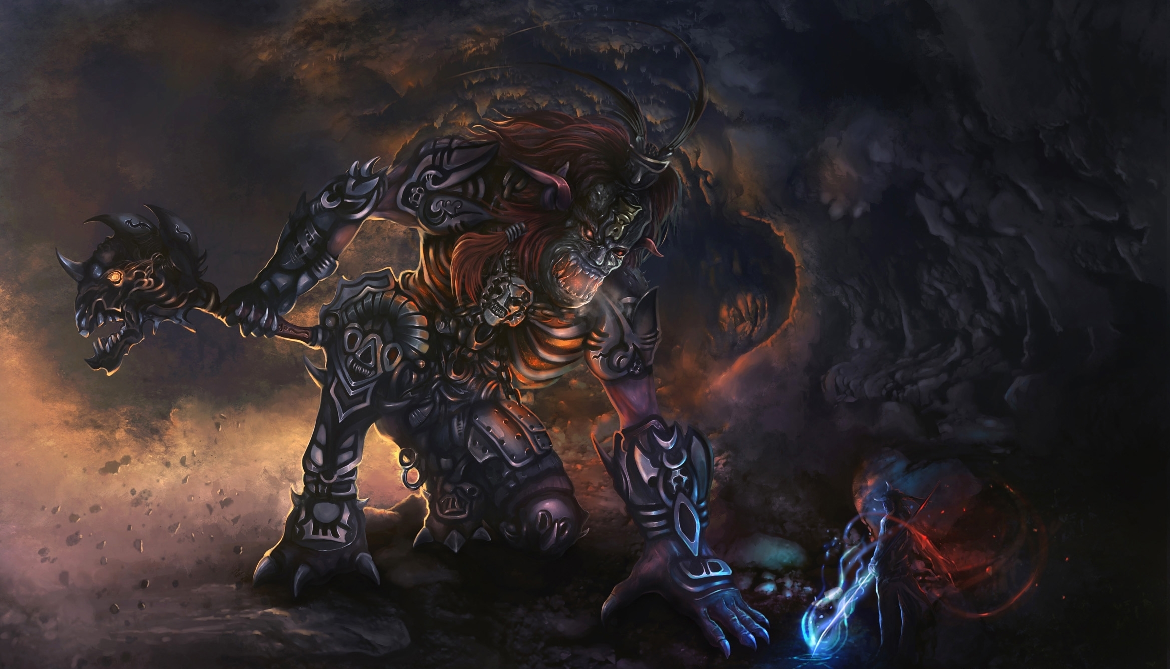 Download mobile wallpaper Fantasy, Warrior, Creature, Monster, Ogre for free.