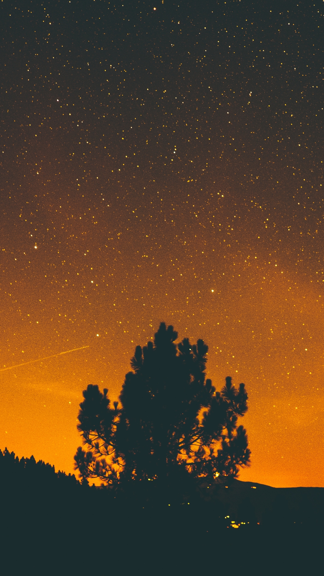 Download mobile wallpaper Sky, Stars, Night, Silhouette, Starry Sky, Earth for free.
