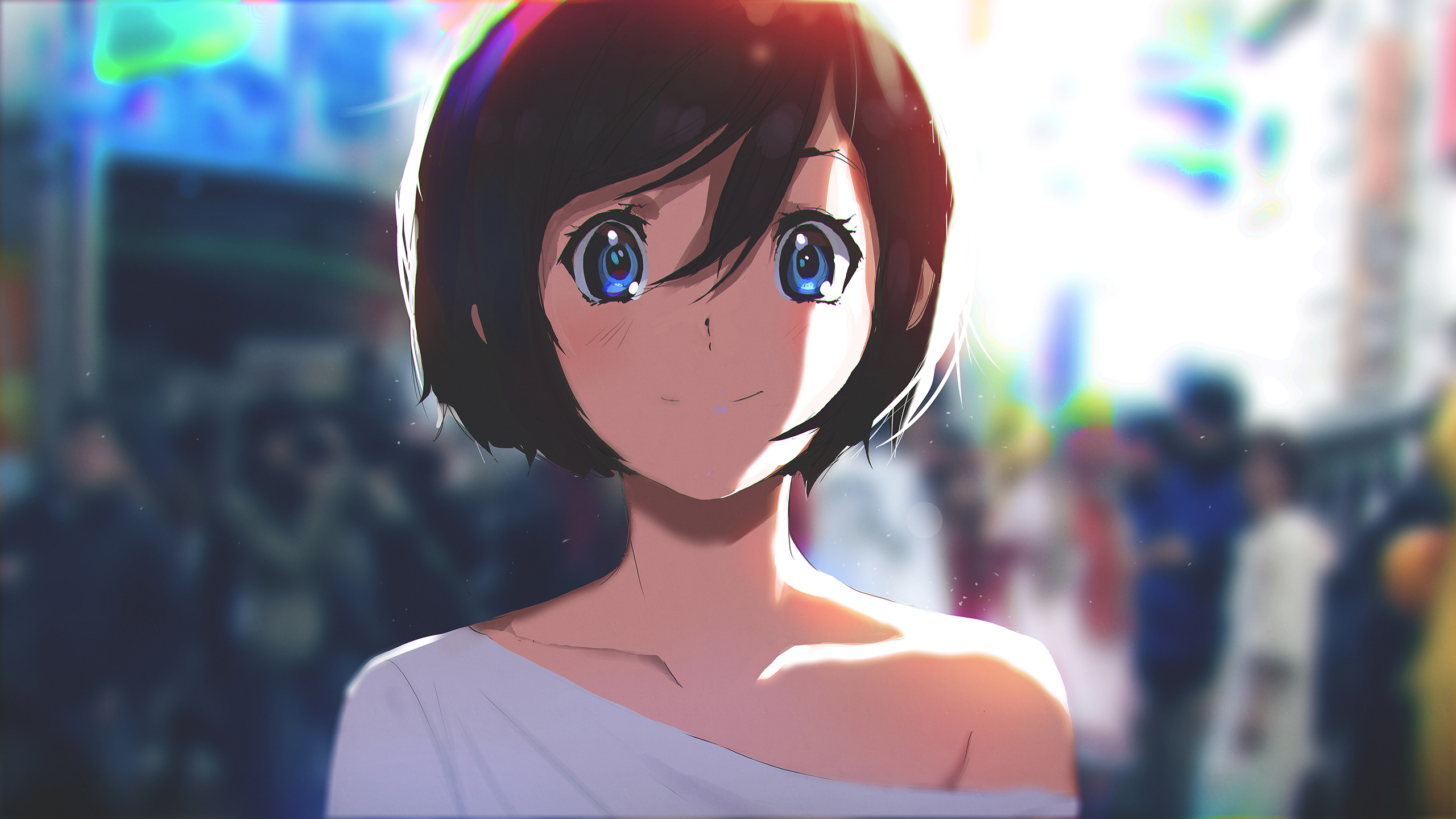 Free download wallpaper Anime, Blue Eyes, Original, Short Hair on your PC desktop