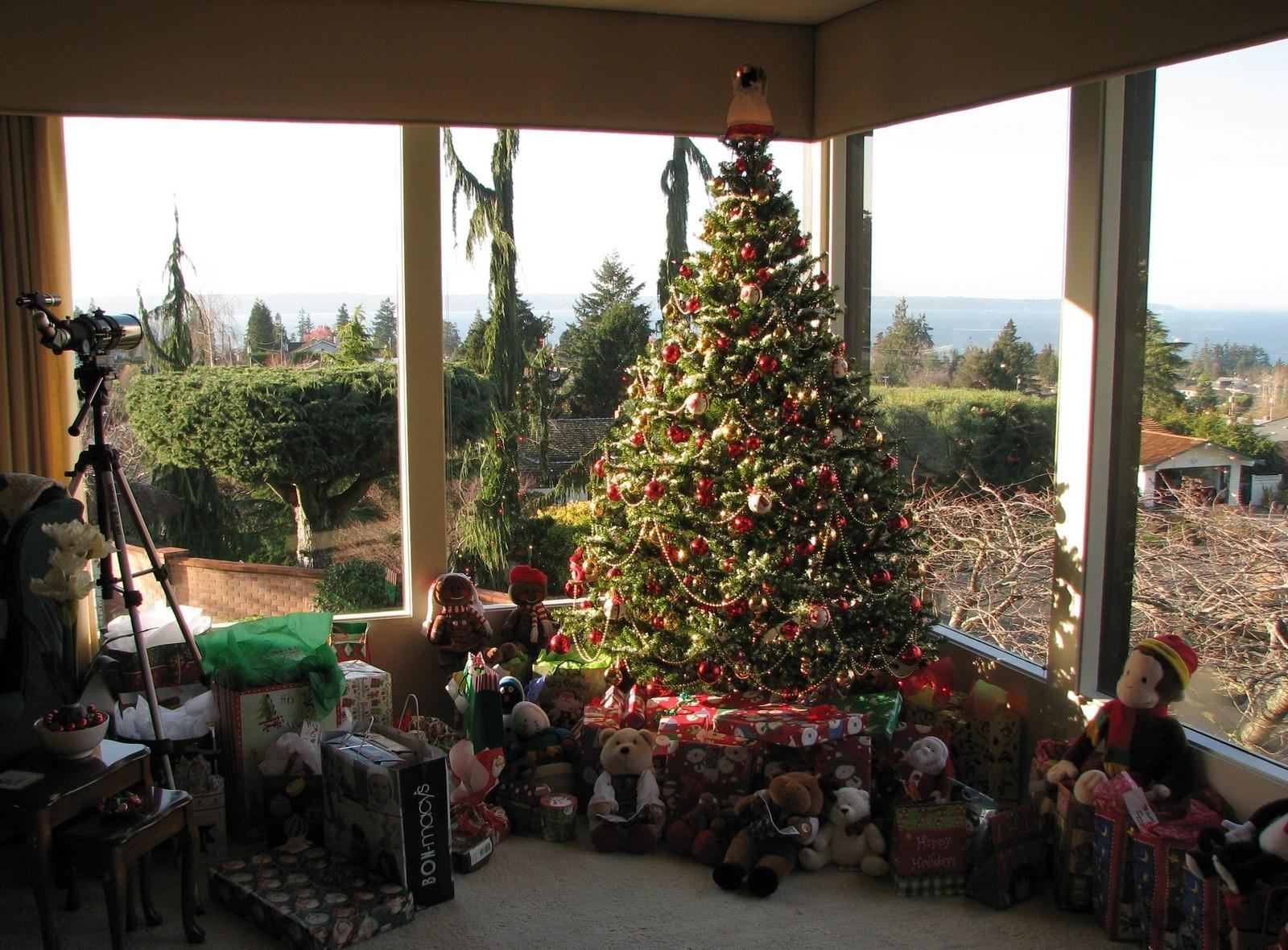 80609 завантажити шпалери дім, ялинка, різдво, свята, іграшки, свято, скло, склянка, ялинку, подарунки - заставки і картинки безкоштовно