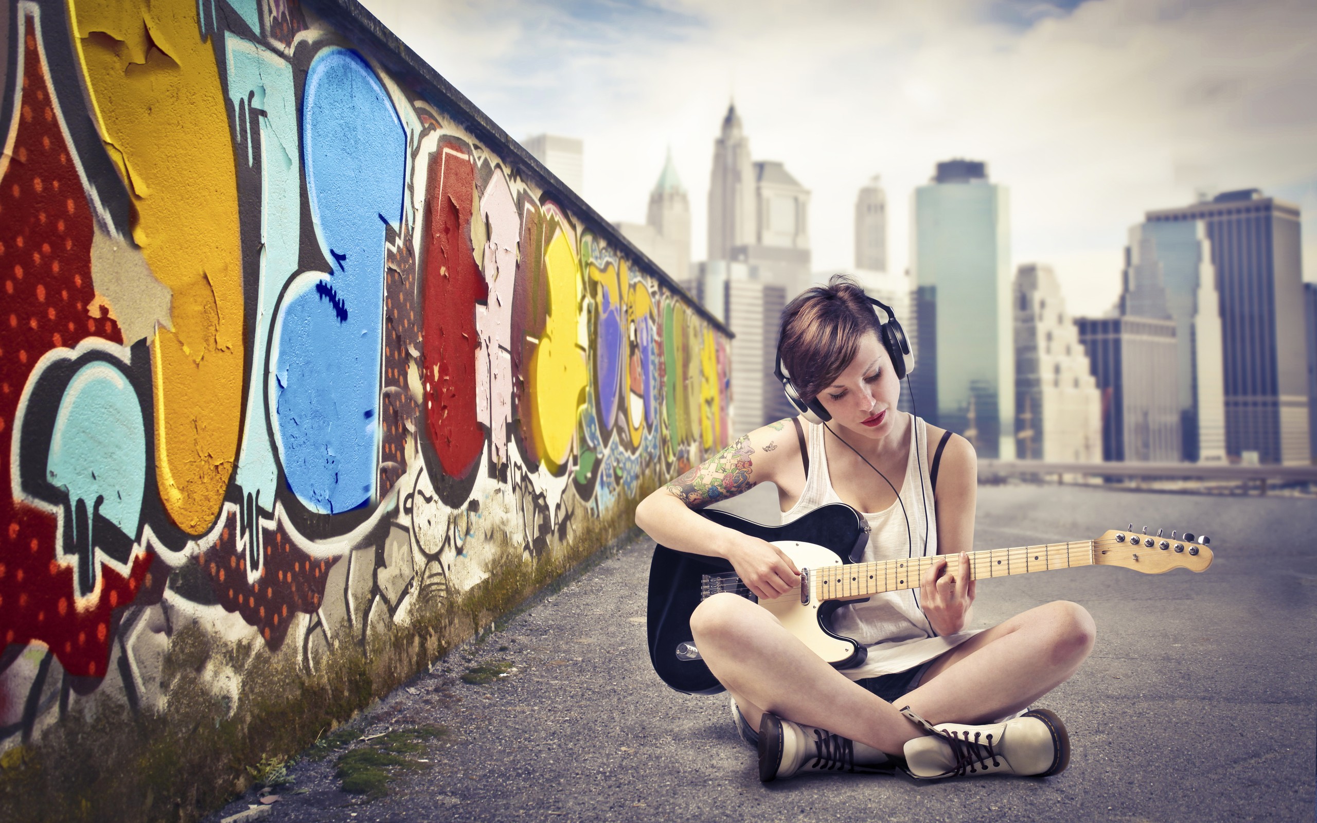 Free download wallpaper Music, Guitar, Women on your PC desktop