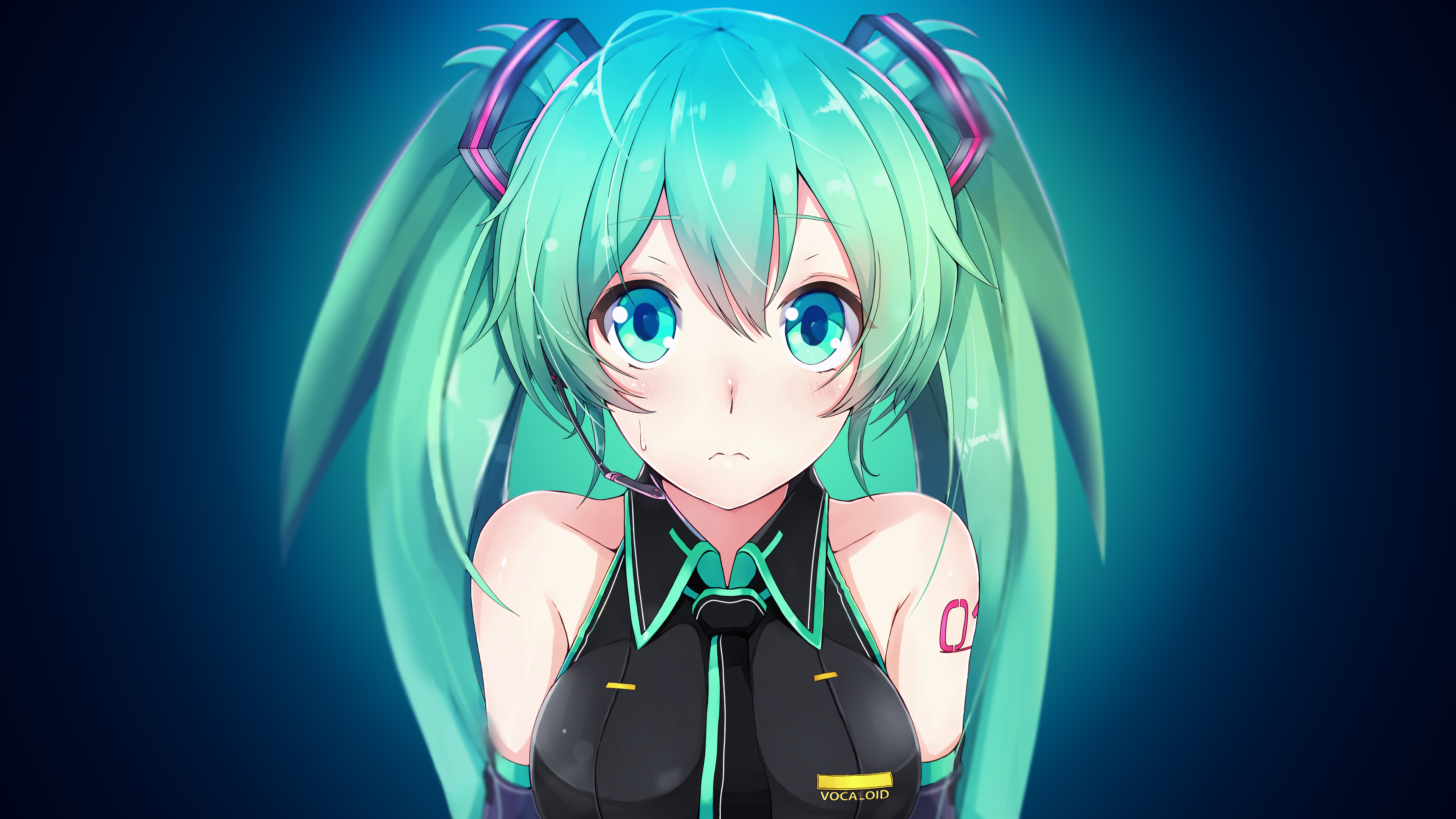 Laden Sie das Vocaloid, Grüne Haare, Blaue Augen, Animes-Bild kostenlos auf Ihren PC-Desktop herunter