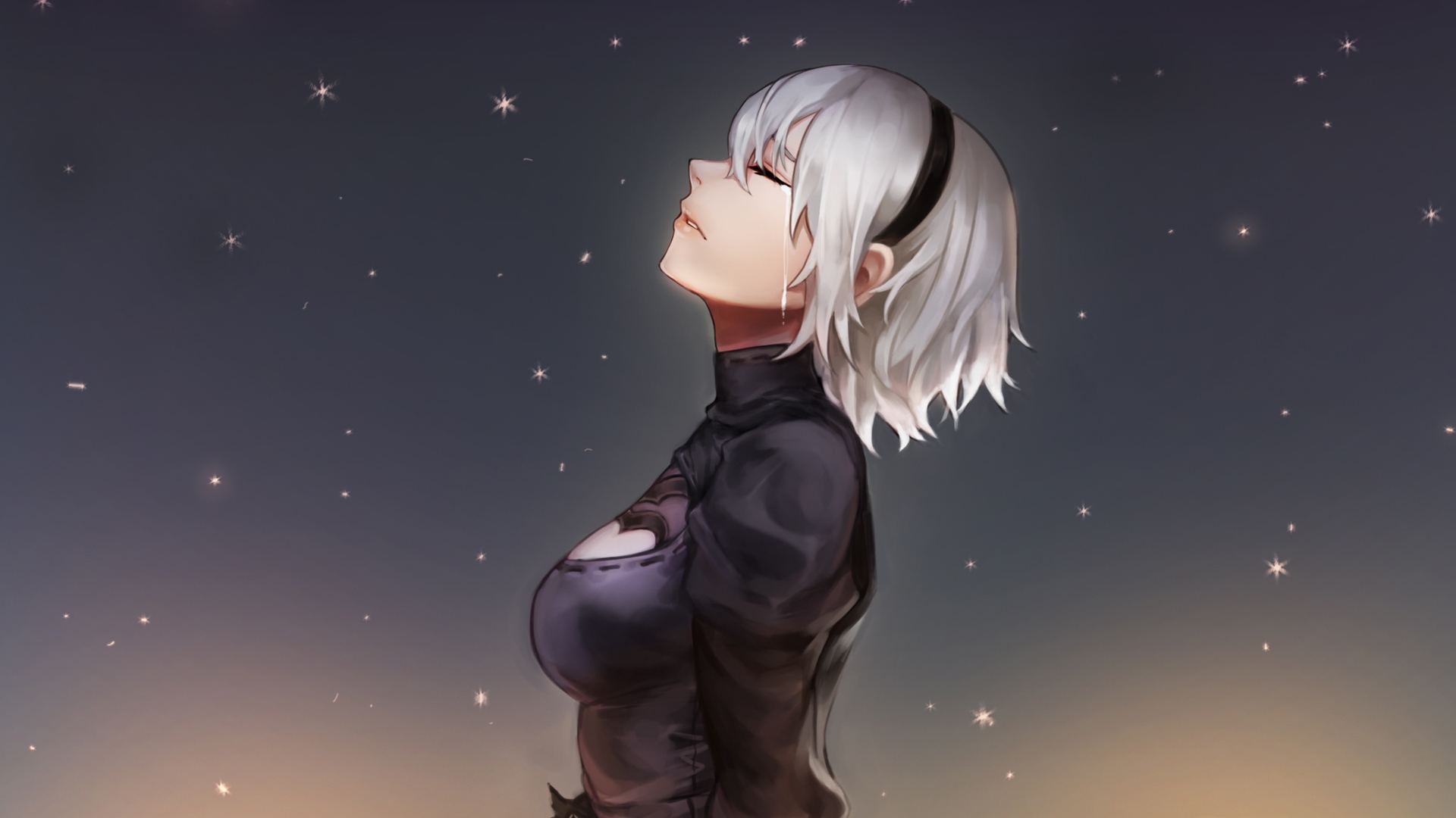 Download mobile wallpaper Tears, Headband, Video Game, Short Hair, White Hair, Crying, Yorha No 2 Type B, Nier: Automata for free.