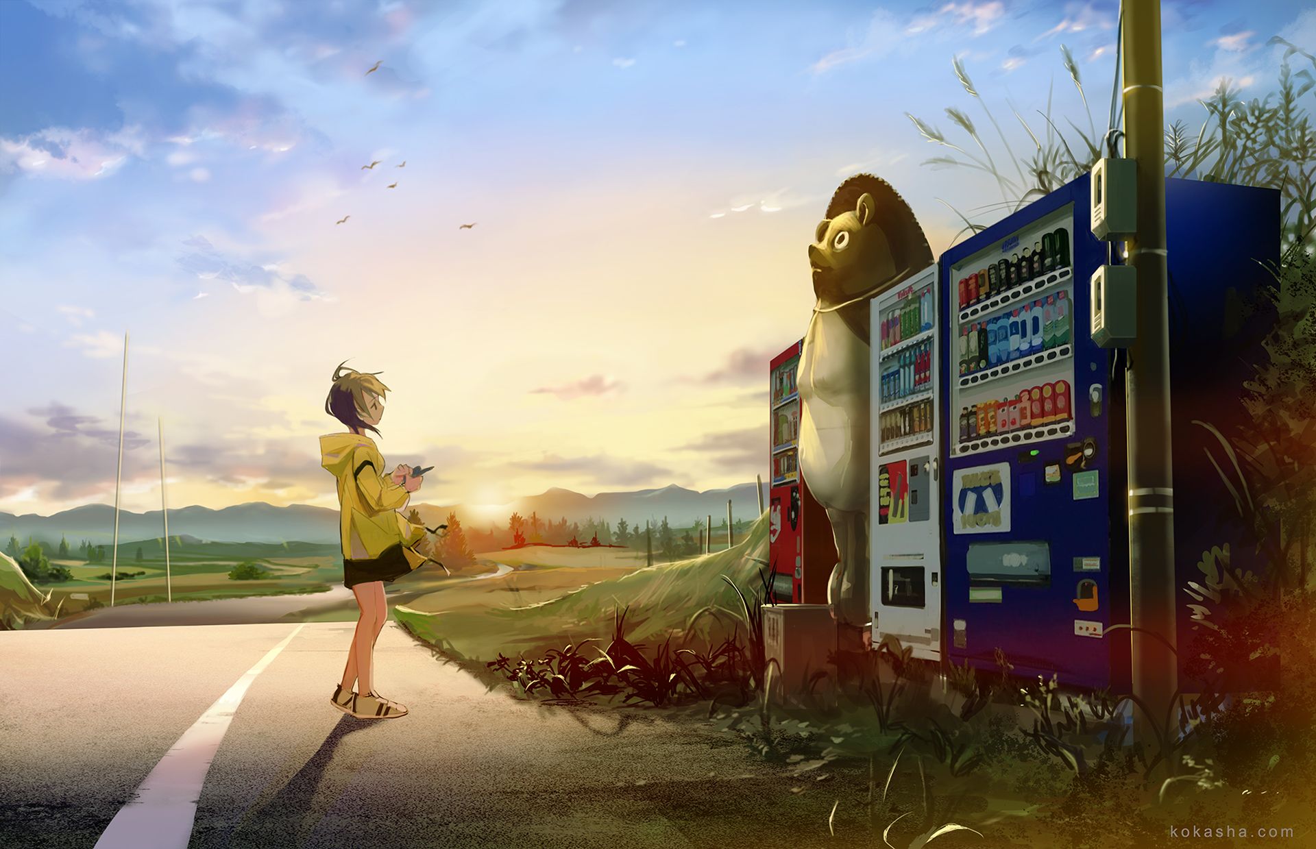 Free download wallpaper Anime, Original, Vending Machine on your PC desktop