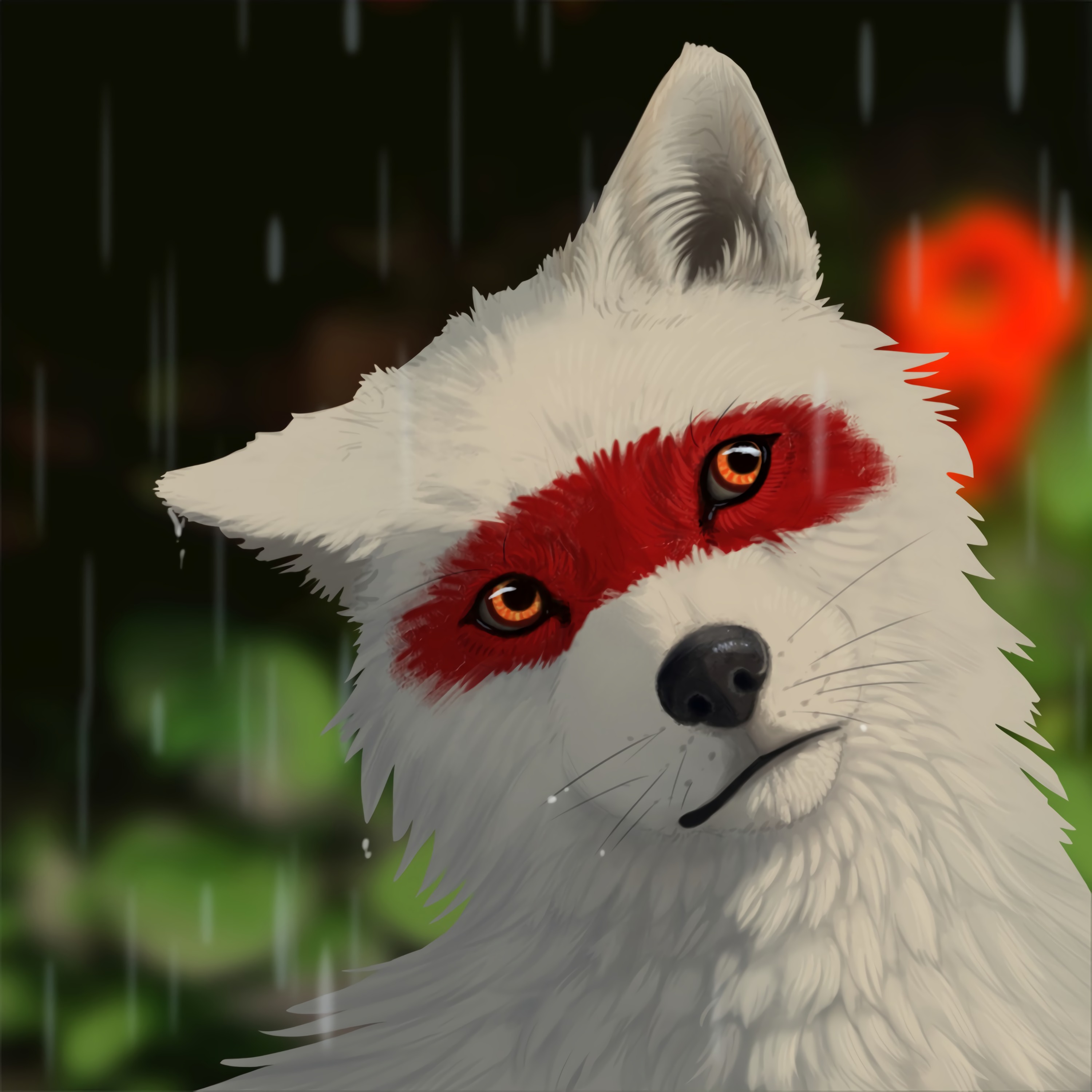 Download mobile wallpaper Wolf, Rain, Art, Drops for free.