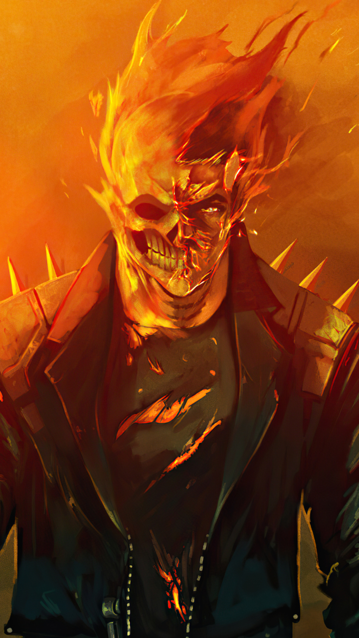 Download mobile wallpaper Ghost Rider, Flame, Skull, Comics for free.
