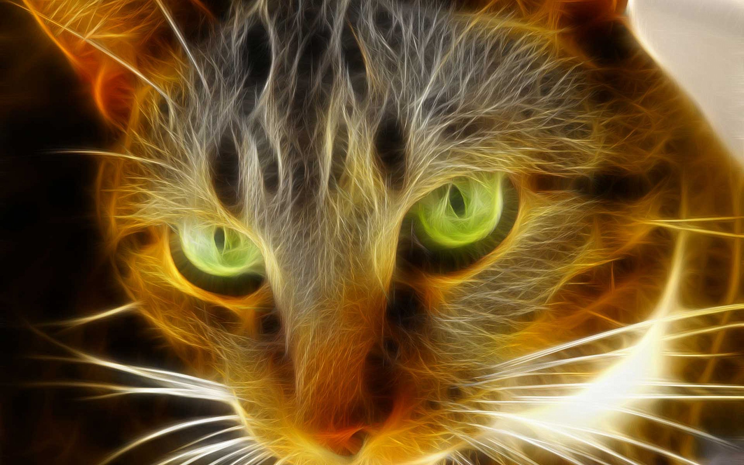 Download mobile wallpaper Fractal, Cat, Cats, Animal for free.