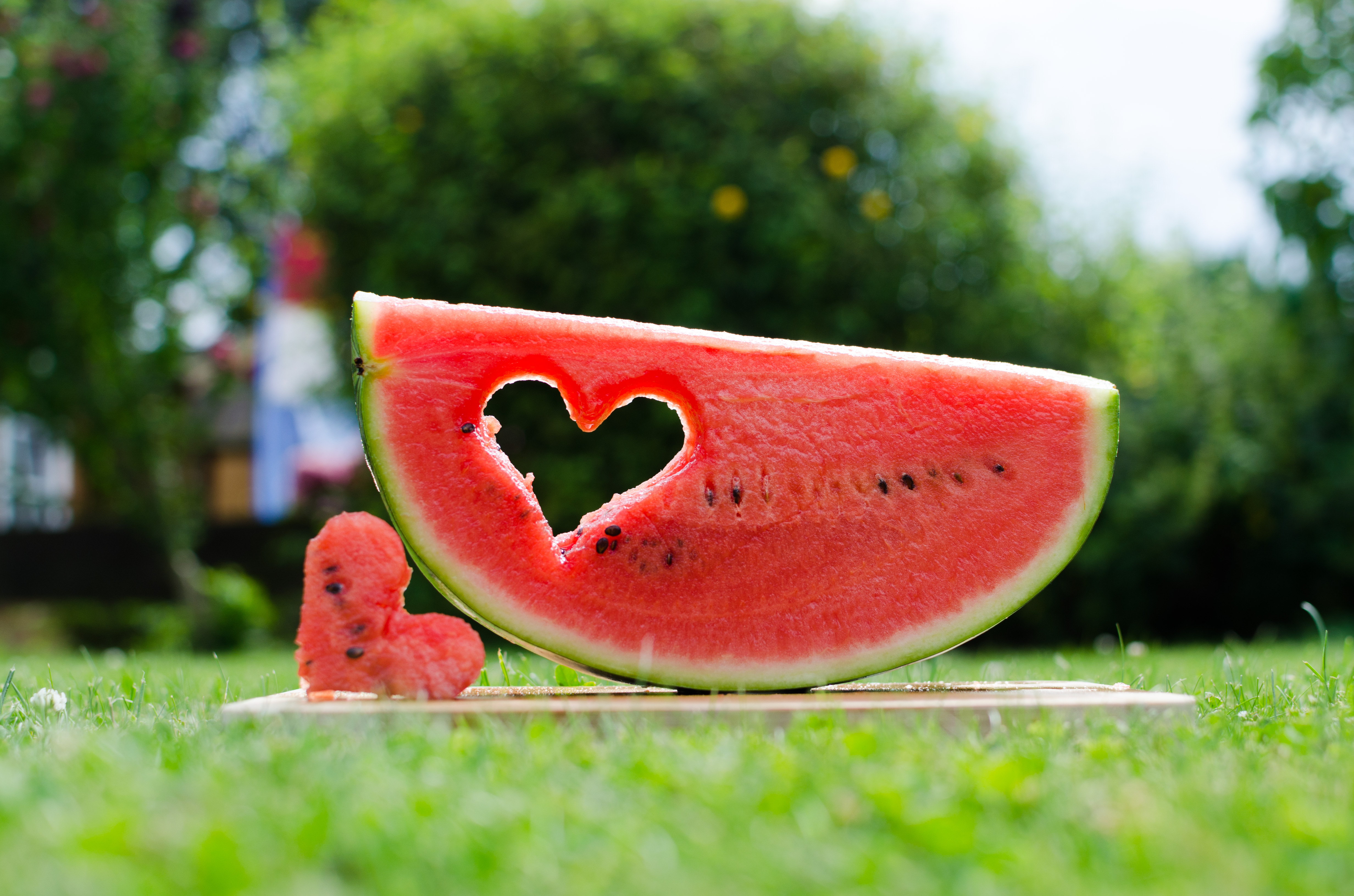 watermelon, food, fruit, heart Free Background