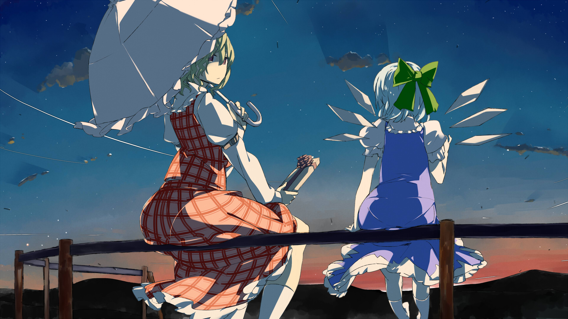 Free download wallpaper Anime, Touhou, Yuuka Kazami, Cirno (Touhou) on your PC desktop