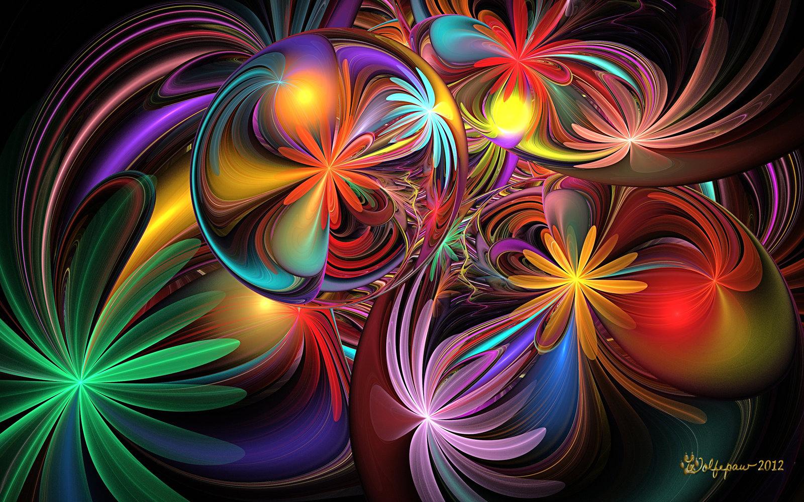 Download mobile wallpaper Flowers, Flower, Fractal, Colors, Colorful, Artistic for free.