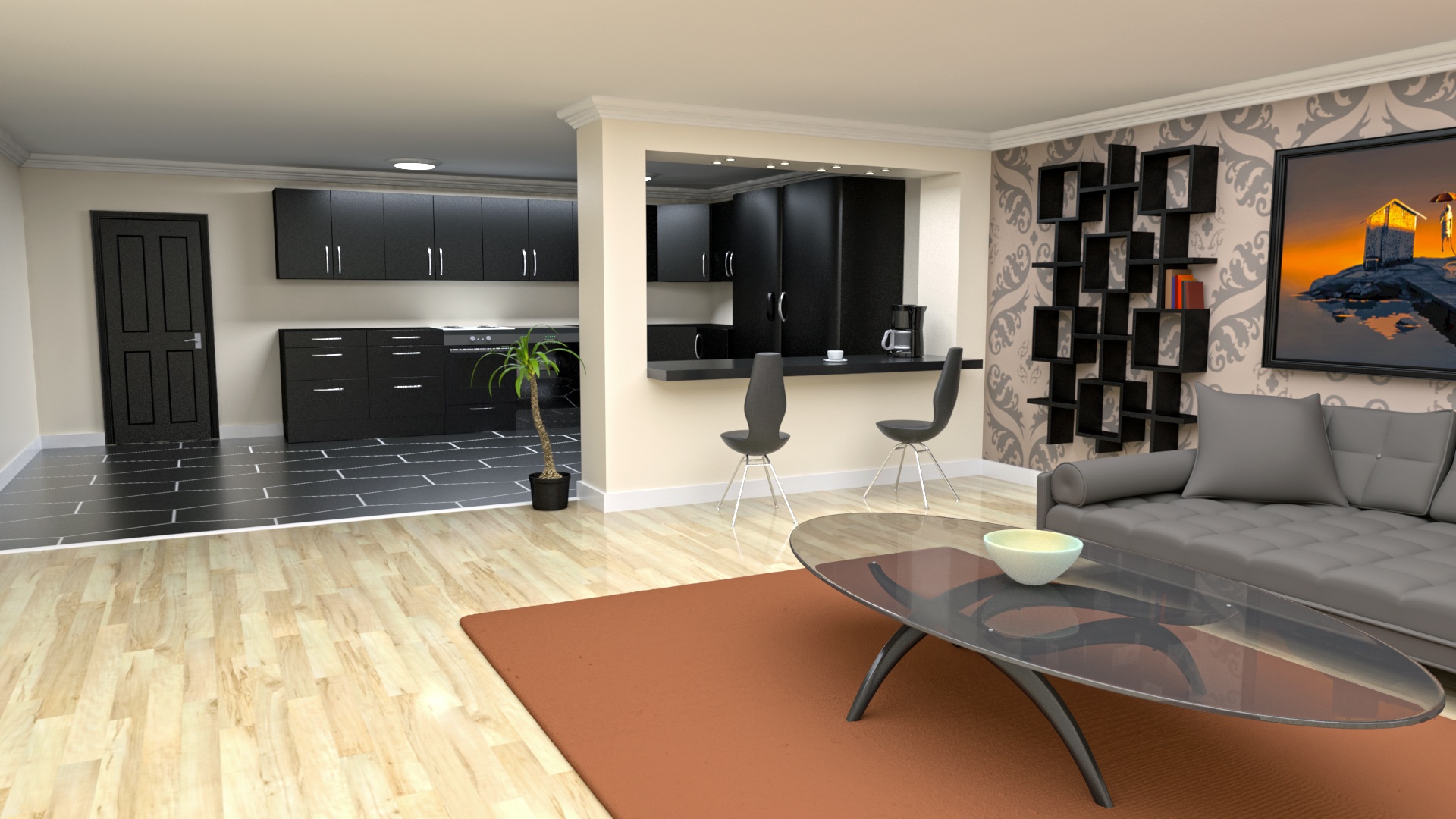 Free download wallpaper Room, Furniture, Living Room, Kitchen, Man Made on your PC desktop