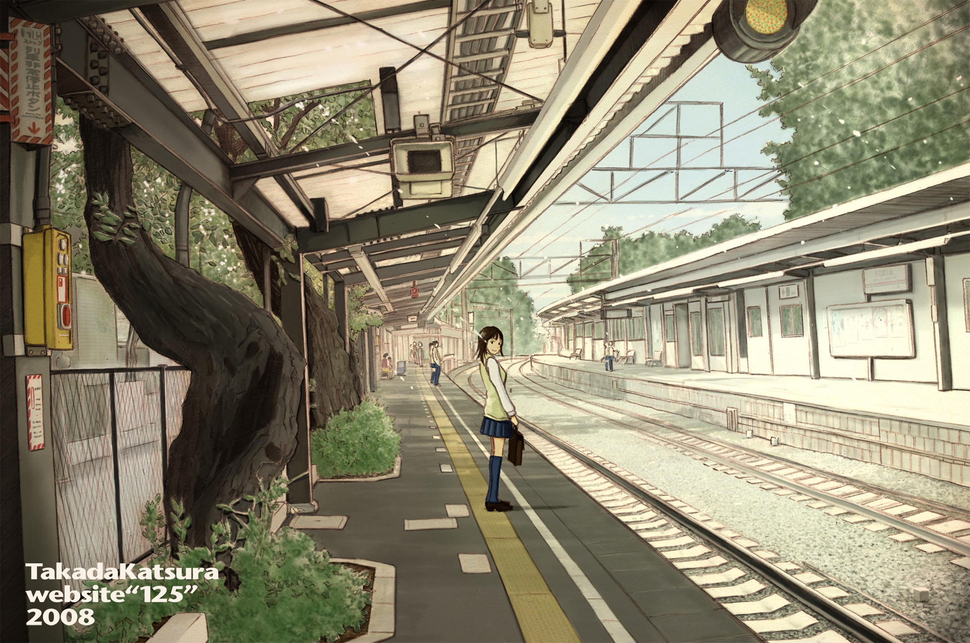 Free download wallpaper Anime, Train Station, Original on your PC desktop