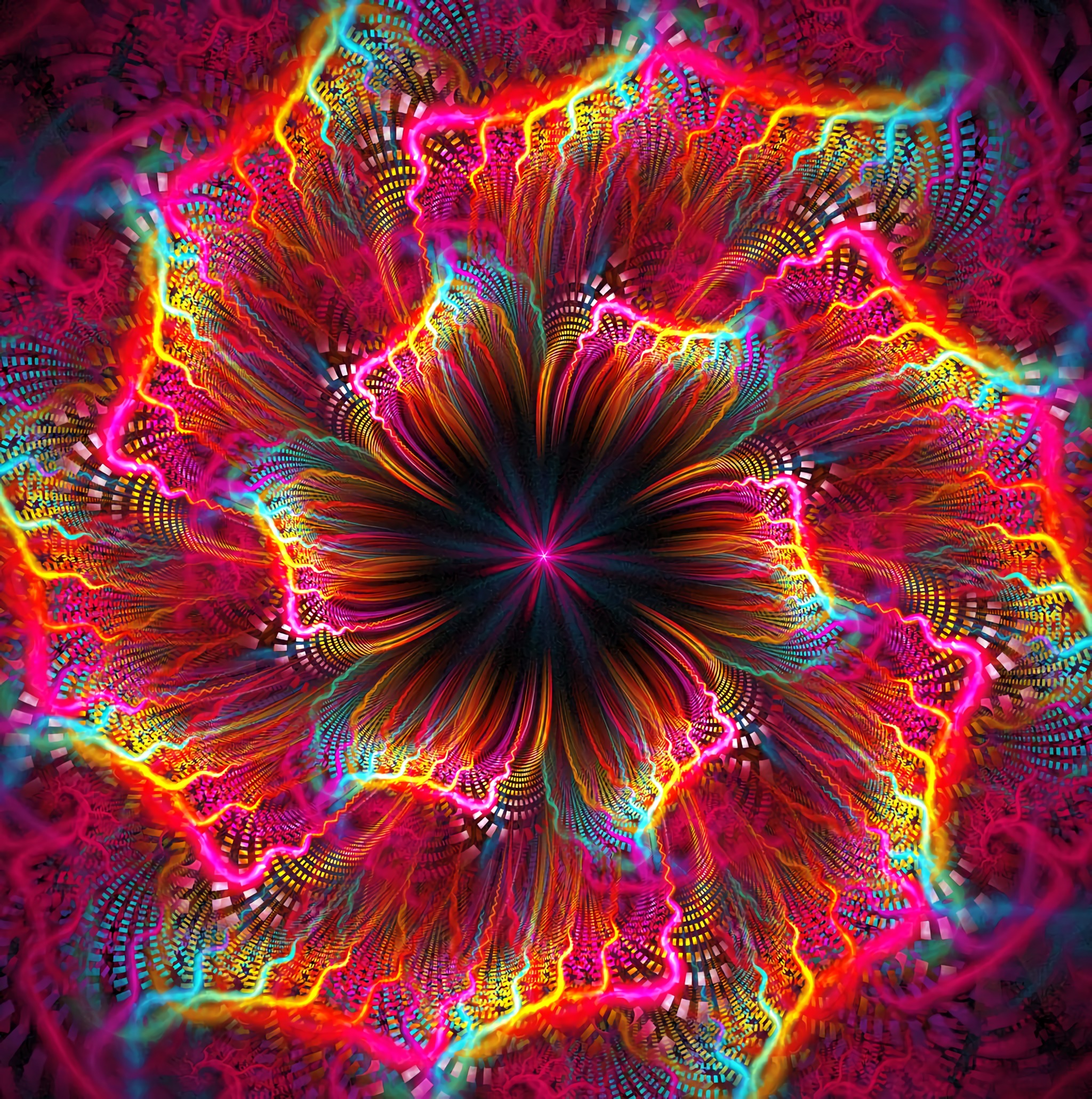 fractal, abstract, motley, multicolored, flower, bright phone wallpaper