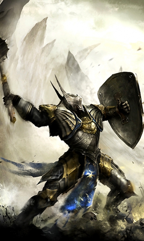 Download mobile wallpaper Fantasy, Shield, Beast, Claws, Knight, Skull, Battle, Armor for free.