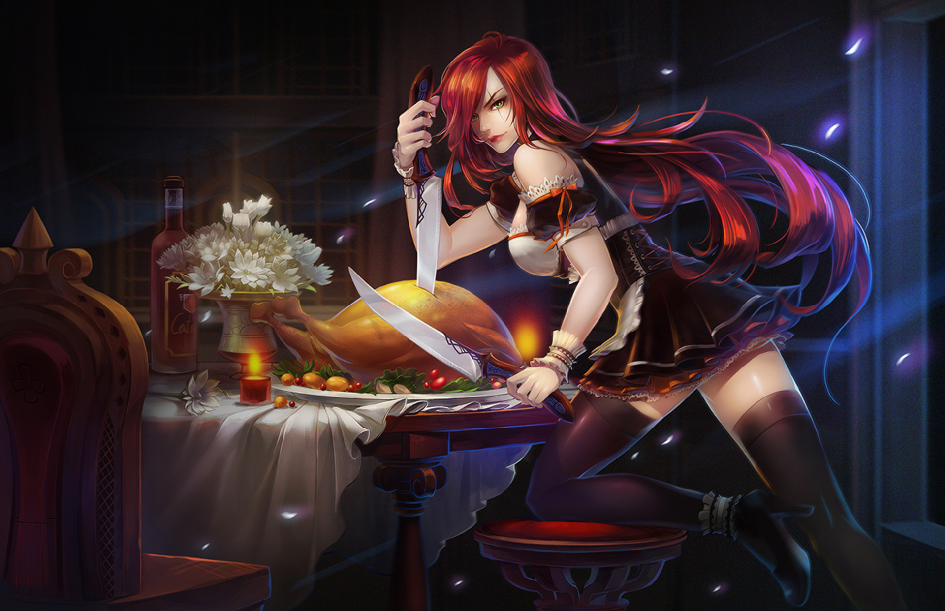 Download mobile wallpaper Food, League Of Legends, Video Game, Katarina (League Of Legends) for free.