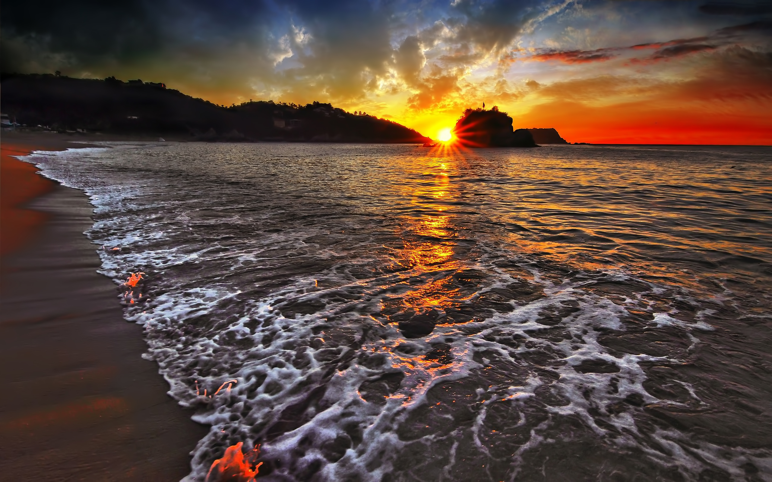 Download mobile wallpaper Sea, Landscape, Nature, Sunset for free.