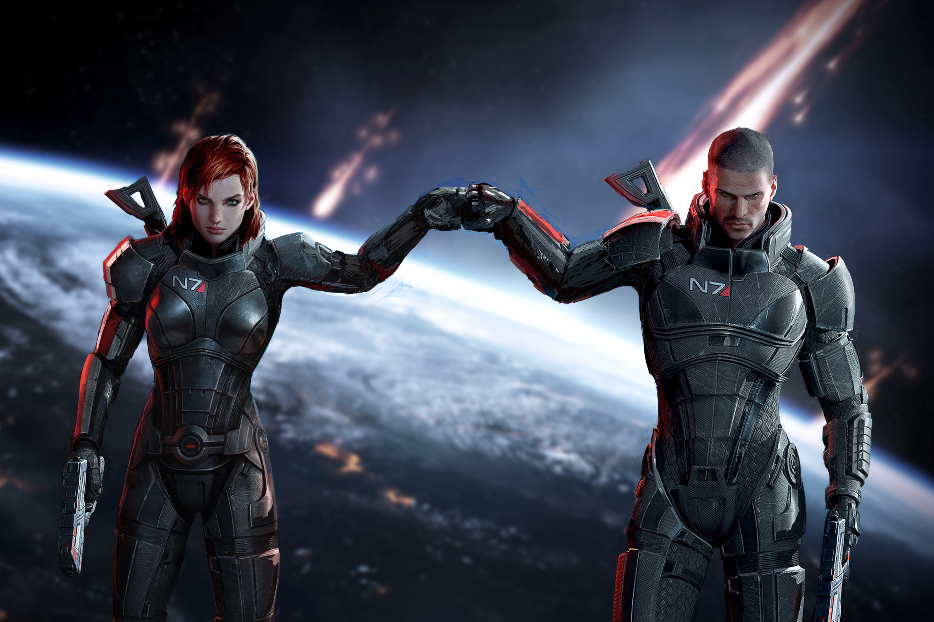 Laden Sie das Mass Effect, Rüstung, Computerspiele, Pistole, Mass Effect 3, Kommandant Shepard-Bild kostenlos auf Ihren PC-Desktop herunter