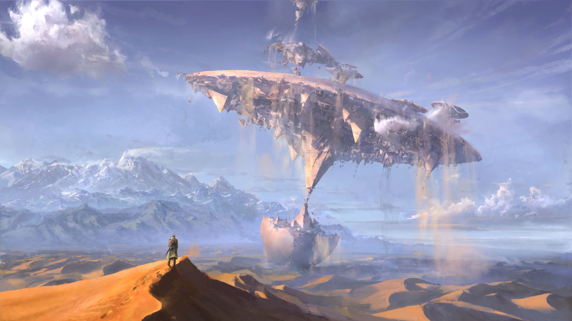 Free download wallpaper Landscape, Fantasy, Desert, Ruin on your PC desktop