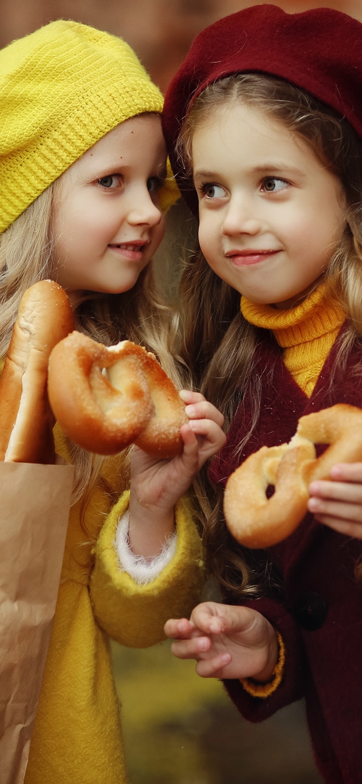 Download mobile wallpaper Child, Hat, Bread, Photography, Little Girl for free.