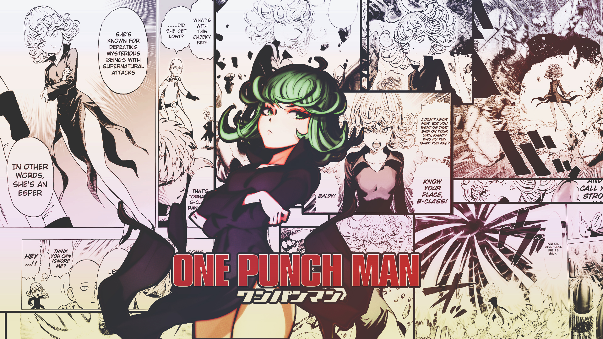 766877 baixar imagens anime, one punch man, vestido preto, vestir, olhos verdes, cabelo verde, tatsumaki (one punch man) - papéis de parede e protetores de tela gratuitamente