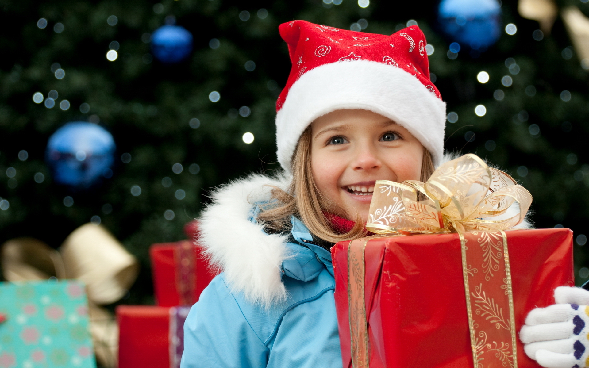 Скачать обои бесплатно Рождество, Ребёнок, Подарки, Праздничные картинка на рабочий стол ПК