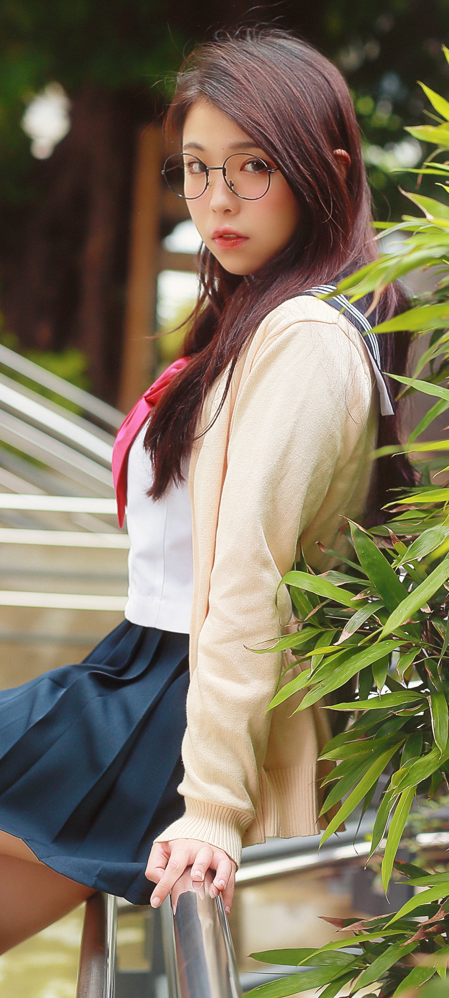 Download mobile wallpaper Brunette, Model, Women, Asian, School Uniform for free.