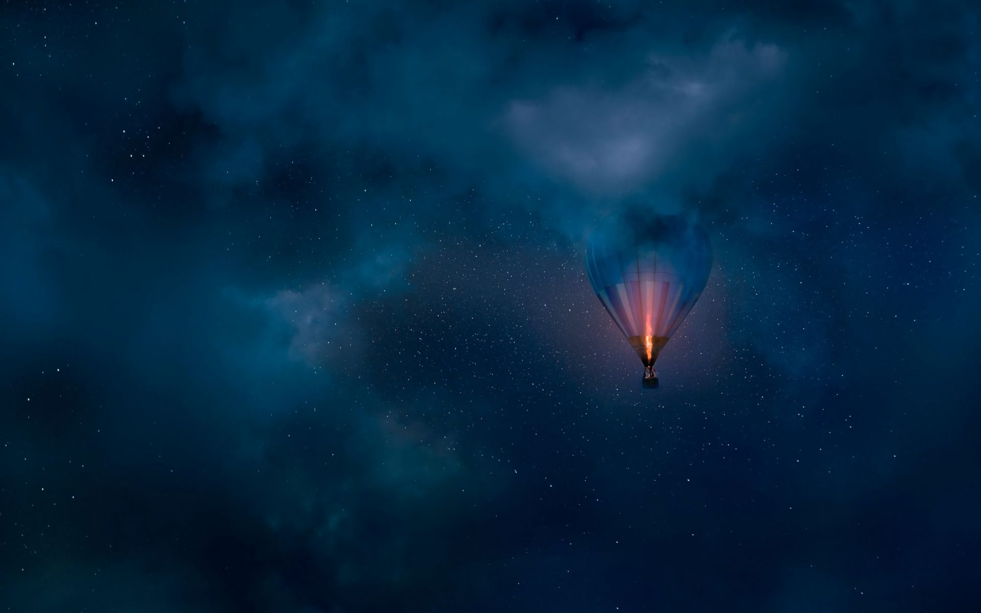 Download mobile wallpaper Sky, Night, Vehicles, Hot Air Balloon for free.