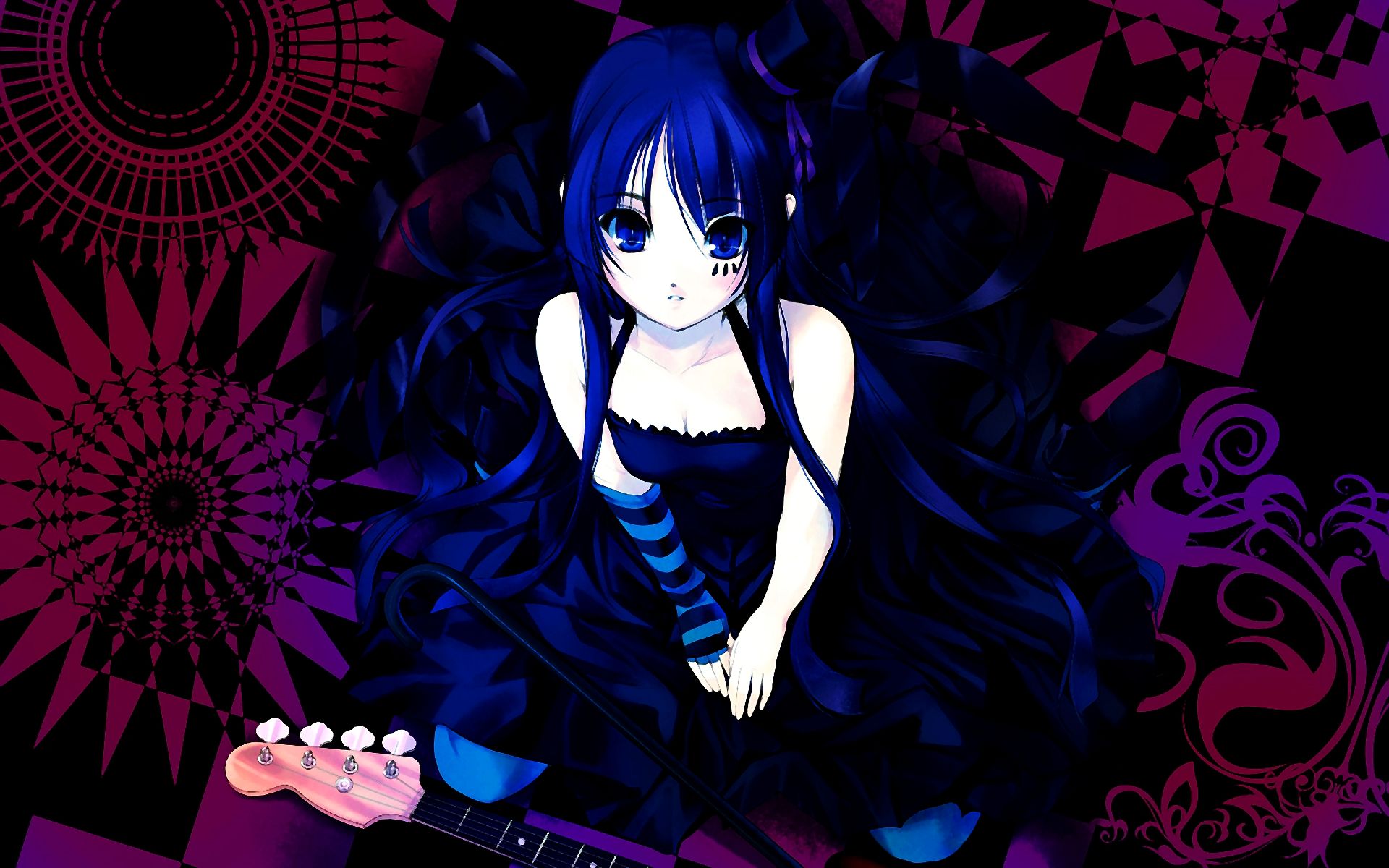 Free download wallpaper Anime, Purple, Blue Hair, Long Hair, Mio Akiyama, K On!, Blue Dress on your PC desktop