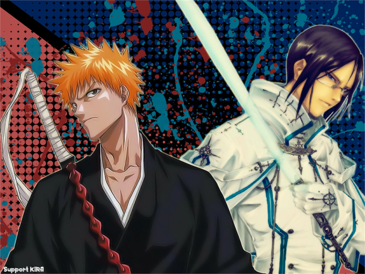 Laden Sie das Bleach, Animes, Ichigo Kurosaki, Uryu Ishida-Bild kostenlos auf Ihren PC-Desktop herunter