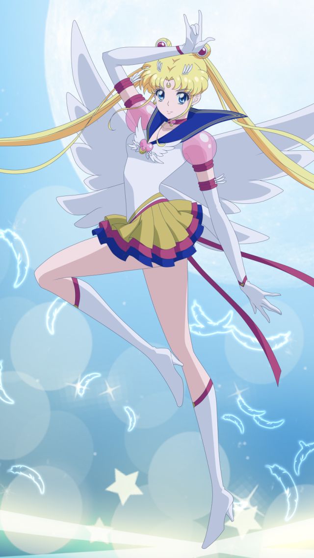sailor moon crystal, anime, high heels, usagi tsukino, wings, blue eyes, blonde, sailor moon