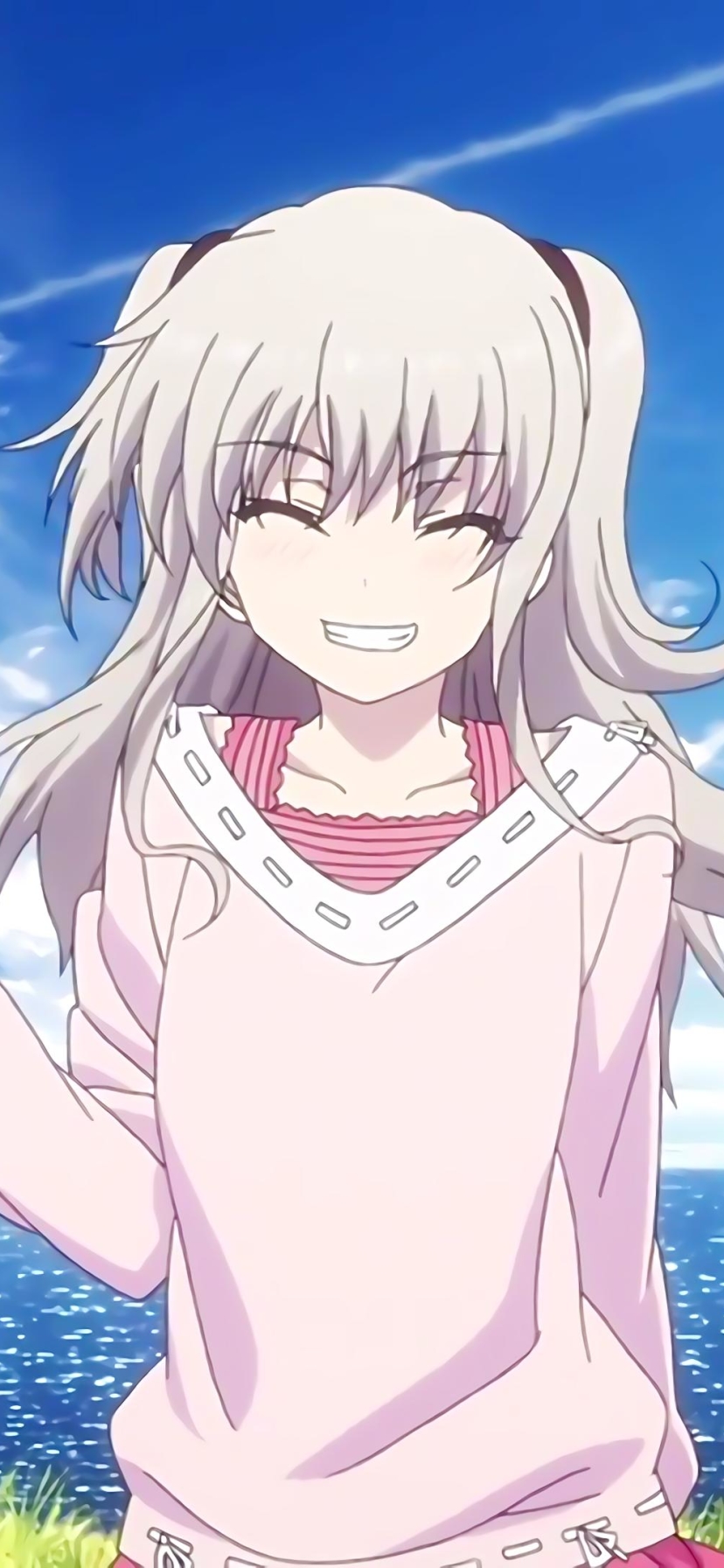 Baixar papel de parede para celular de Anime, Sorriso, Charlotte, Cabelo Branco, Nao Tomori gratuito.