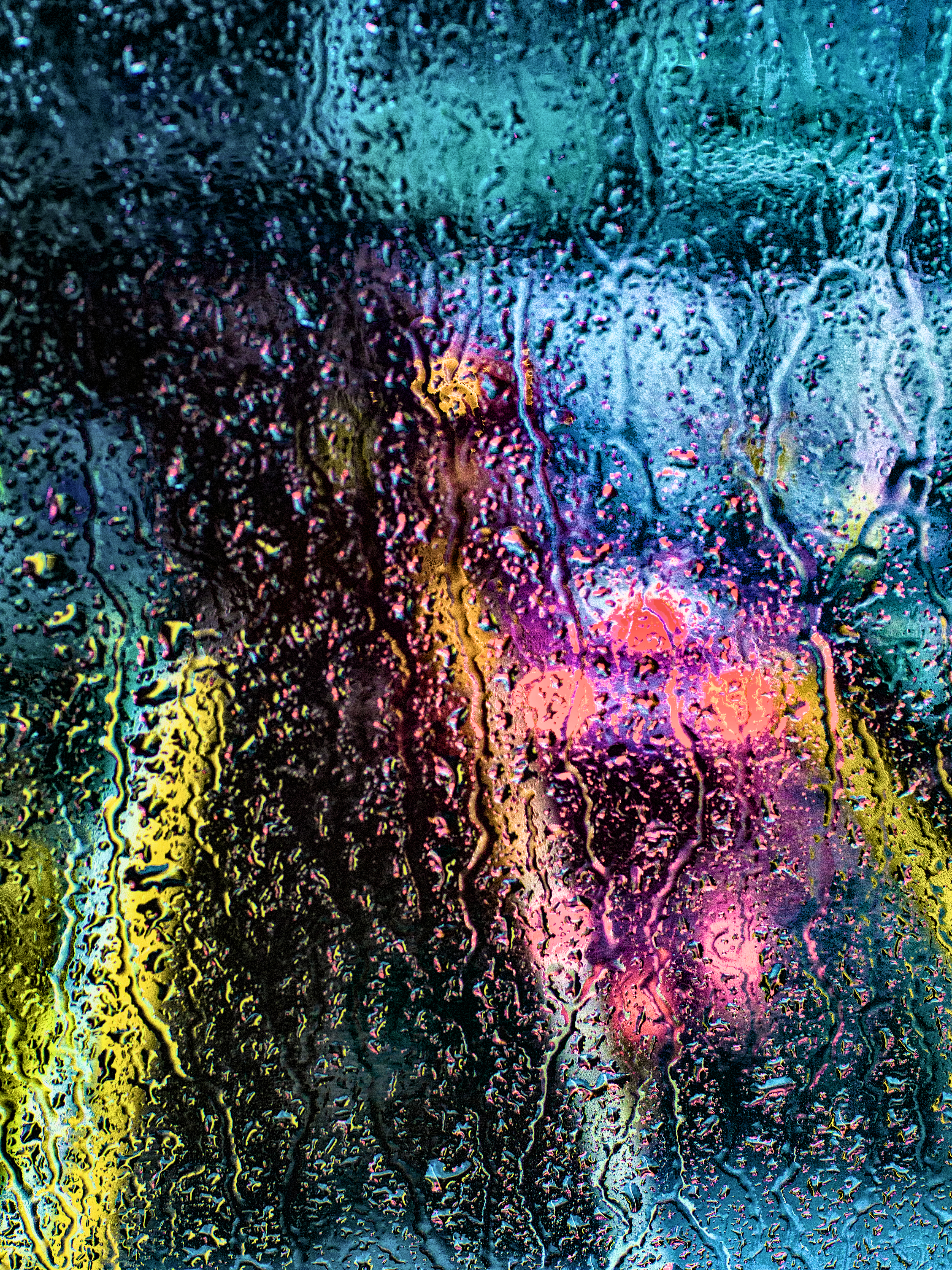 Handy-Wallpaper Glas, Drops, Motley, Makro, Mehrfarbig, Regen kostenlos herunterladen.