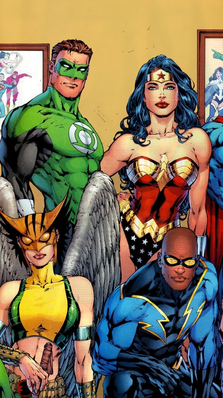Скачати мобільні шпалери Зелений Ліхтар, Комікси, Комікси Dc, Чудова Жінка, Чорна Блискавка, Hawkgirl (Dc Comics), Ліга Справедливості безкоштовно.