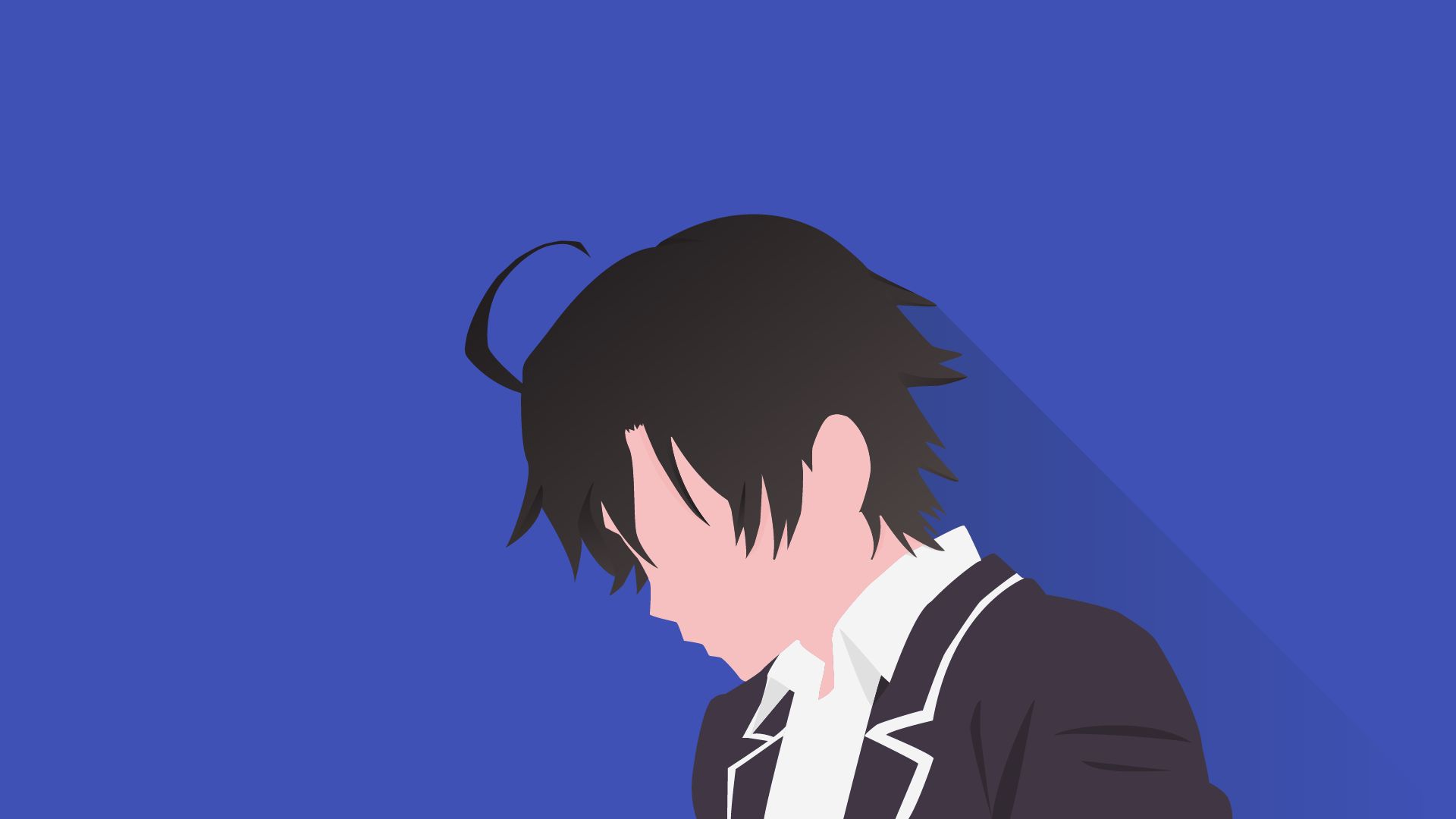 Laden Sie das Minimalistisch, Schuluniform, Animes, Schwarzes Haar, Yahari Ore No Seishun Rabukome Wa Machigatteiru, Hachiman Hikigaya-Bild kostenlos auf Ihren PC-Desktop herunter