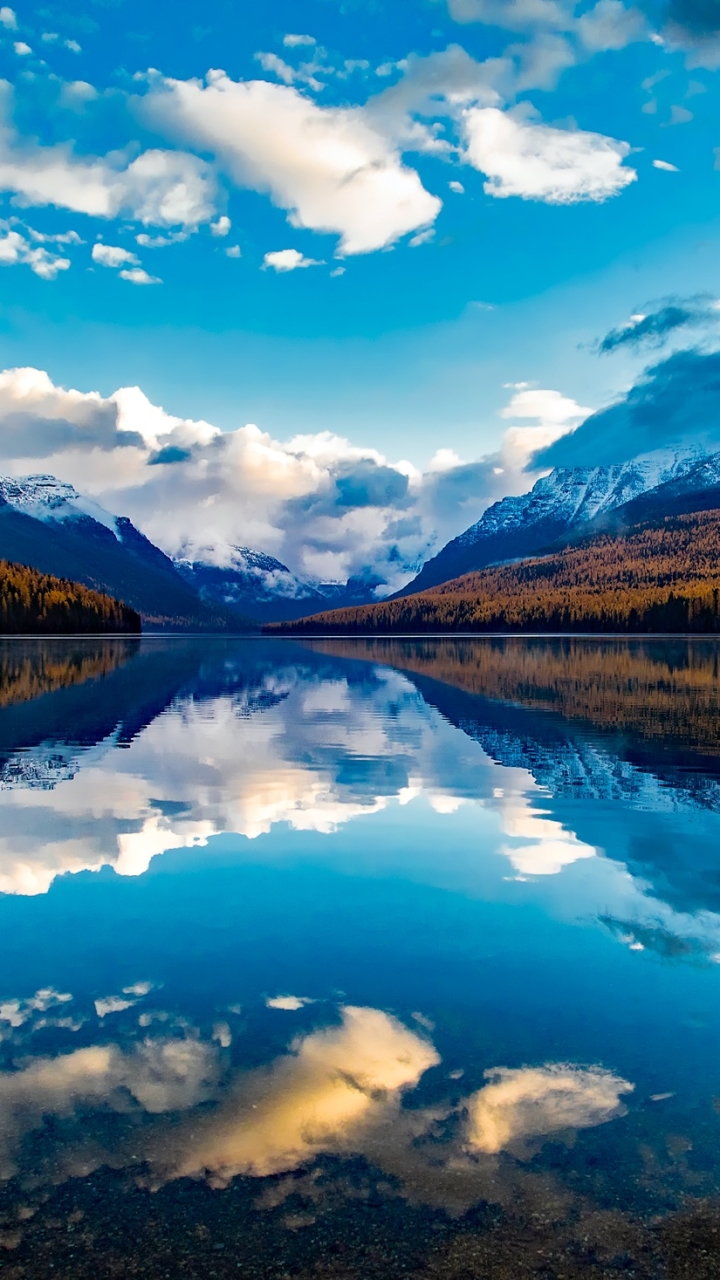 Download mobile wallpaper Landscape, Nature, Sky, Mountain, Lake, Reflection, Earth, Cloud, Glacier National Park, Lake Mcdonald for free.