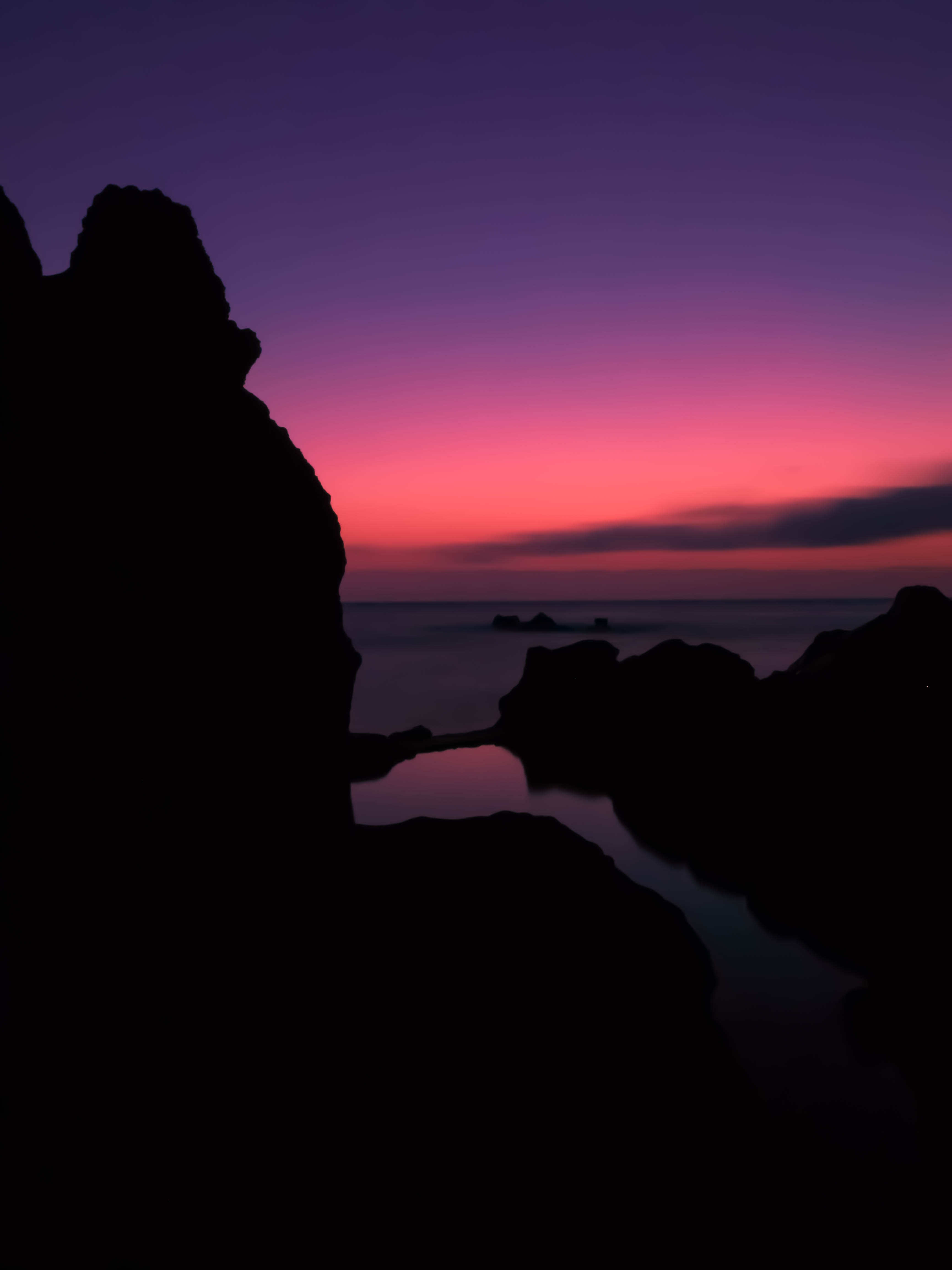 Free download wallpaper Sky, Rocks, Sunset, Sea, Horizon, Dark on your PC desktop