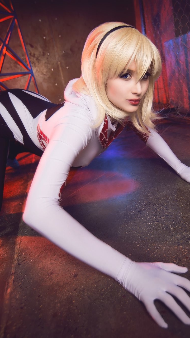 Baixar papel de parede para celular de Loiro, Mulheres, Cabelo Loiro, Cosplay, Gwen Stacy, Spider Gwen gratuito.