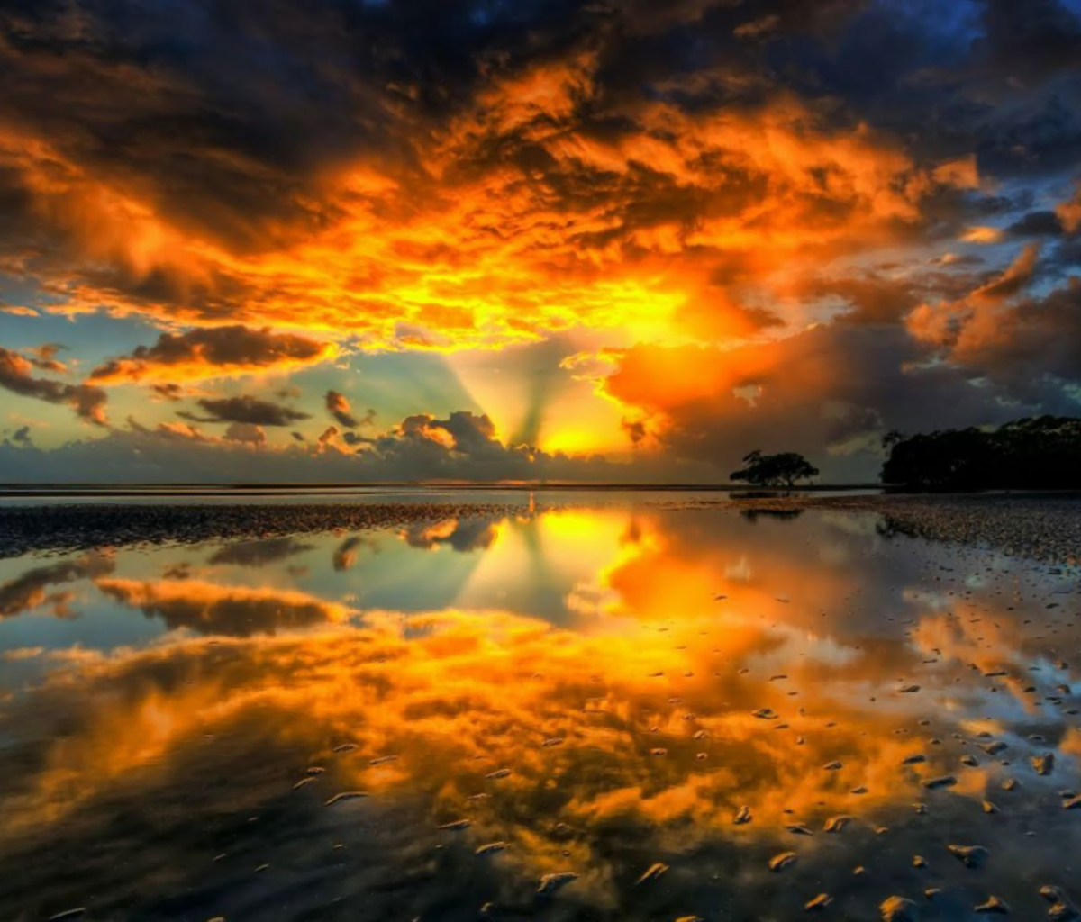 Free download wallpaper Sunset, Sky, Reflection, Earth, Cloud, Sunbeam, Orange (Color), Sunbean on your PC desktop