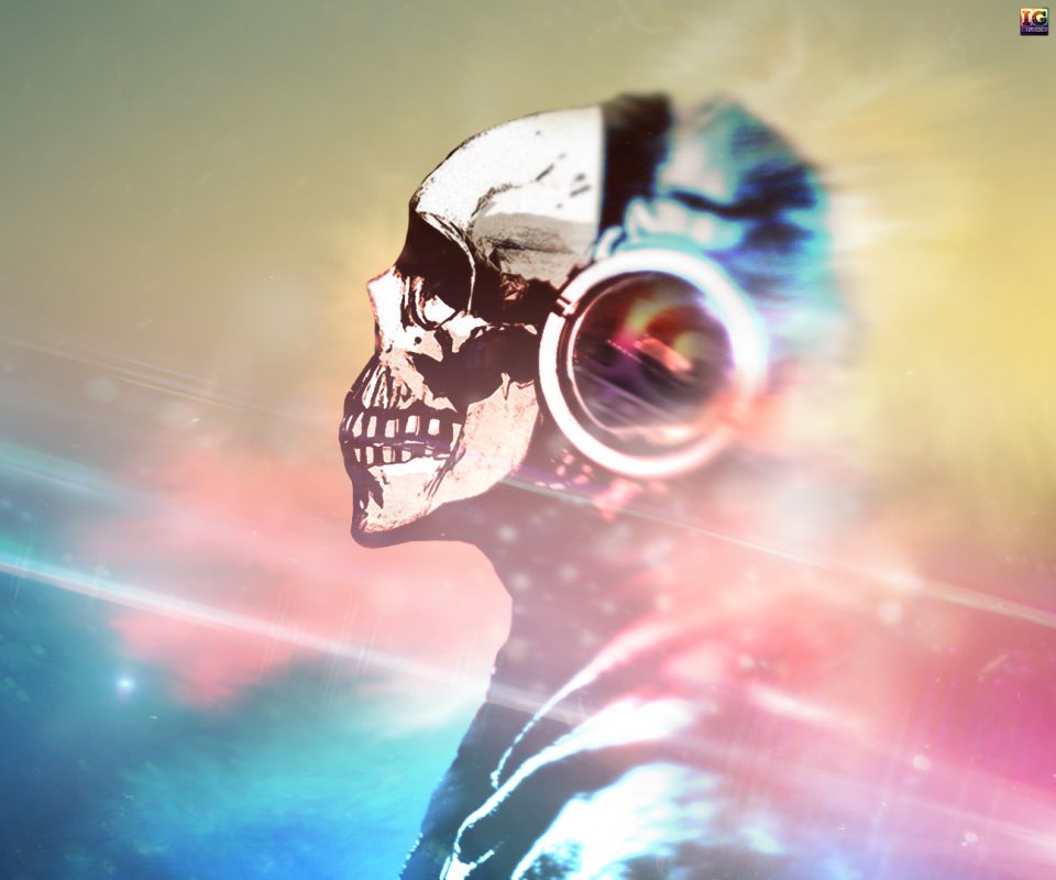 Free download wallpaper Music, Headphones, Dark, Skull on your PC desktop