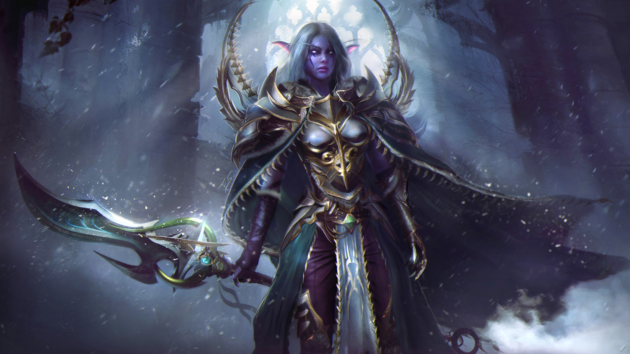 Free download wallpaper Warcraft, Elf, Armor, Sword, Video Game, World Of Warcraft, Woman Warrior on your PC desktop