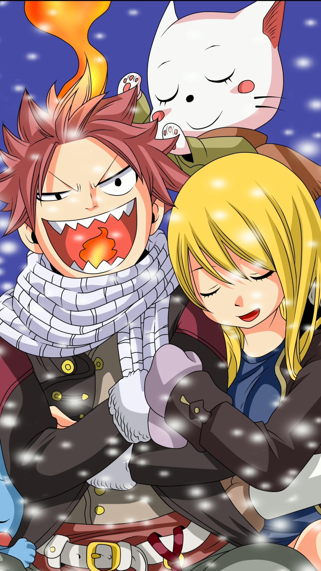 Handy-Wallpaper Animes, Fairy Tail, Lucy Heartfilia, Natsu Dragneel, Glücklich (Fairy Tail) kostenlos herunterladen.