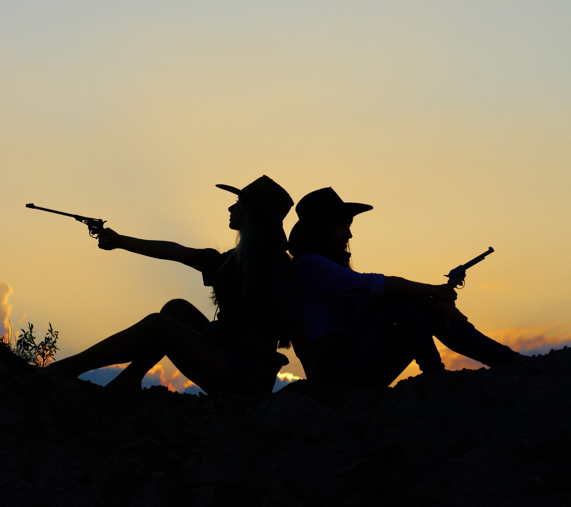 women, cowgirl, girls & guns, silhouette