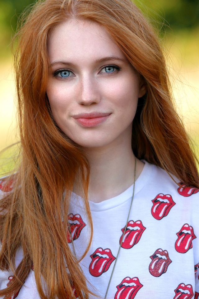 Download mobile wallpaper Smile, Redhead, Model, Women, Blue Eyes for free.